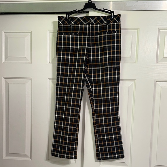 Anthropologie Pants - Anthropologie The Essential Collection Black and Orange Plaid Pants